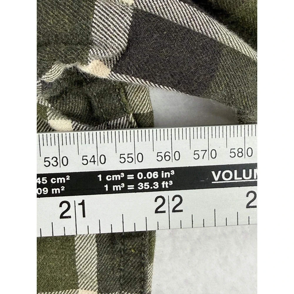 Banana‎ Republic Luxe Flannel Shirt Mens Large Untucked Slim Fit Green Plaid